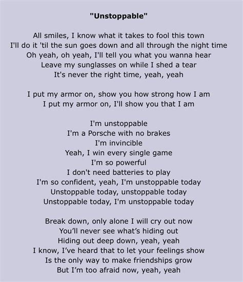 lyrics for unstoppable